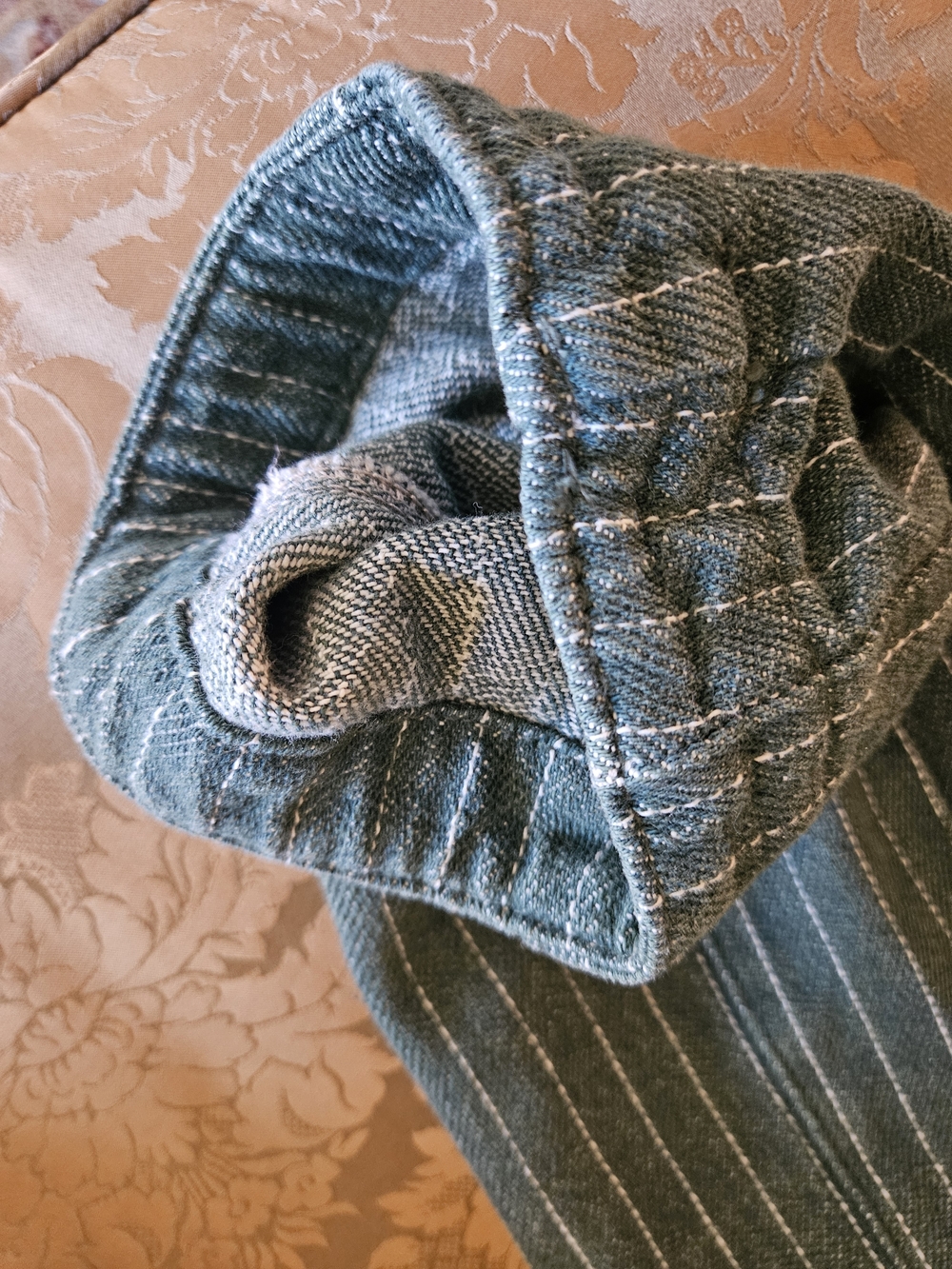 NWOT We The Free Green Pinstripe Linen-Blend Overalls Jumpsuit - Picture 4 of 16